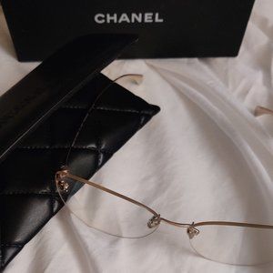 CHANEL Sunglasses Cat Eye Brown Gradient Lens Rimless Gold Metal Titanium 4273T